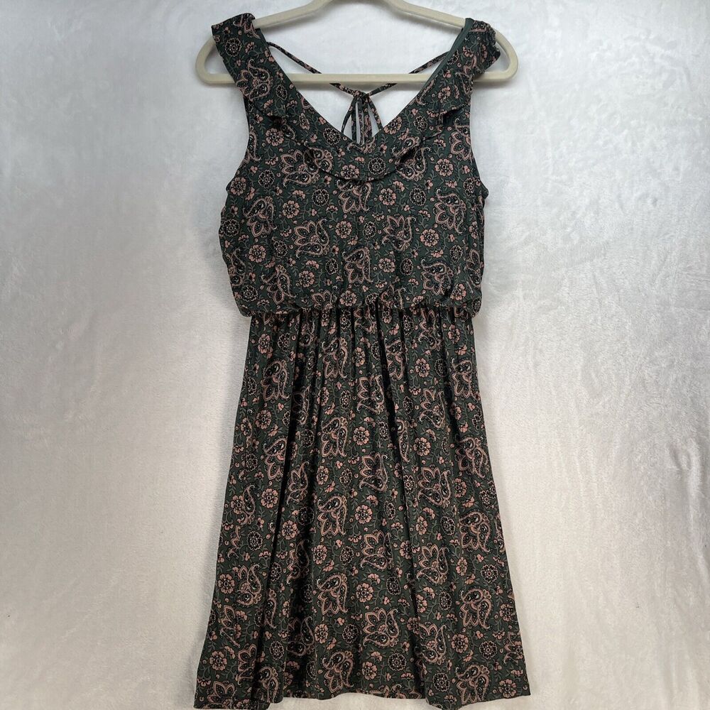 Ann Taylor Loft Floral Print Ruffle Cinched Waist Dress Women’s‎ Sz XS Paisley